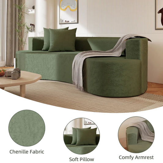 80" Modern Upholstered Sofa with Two Pillows Included