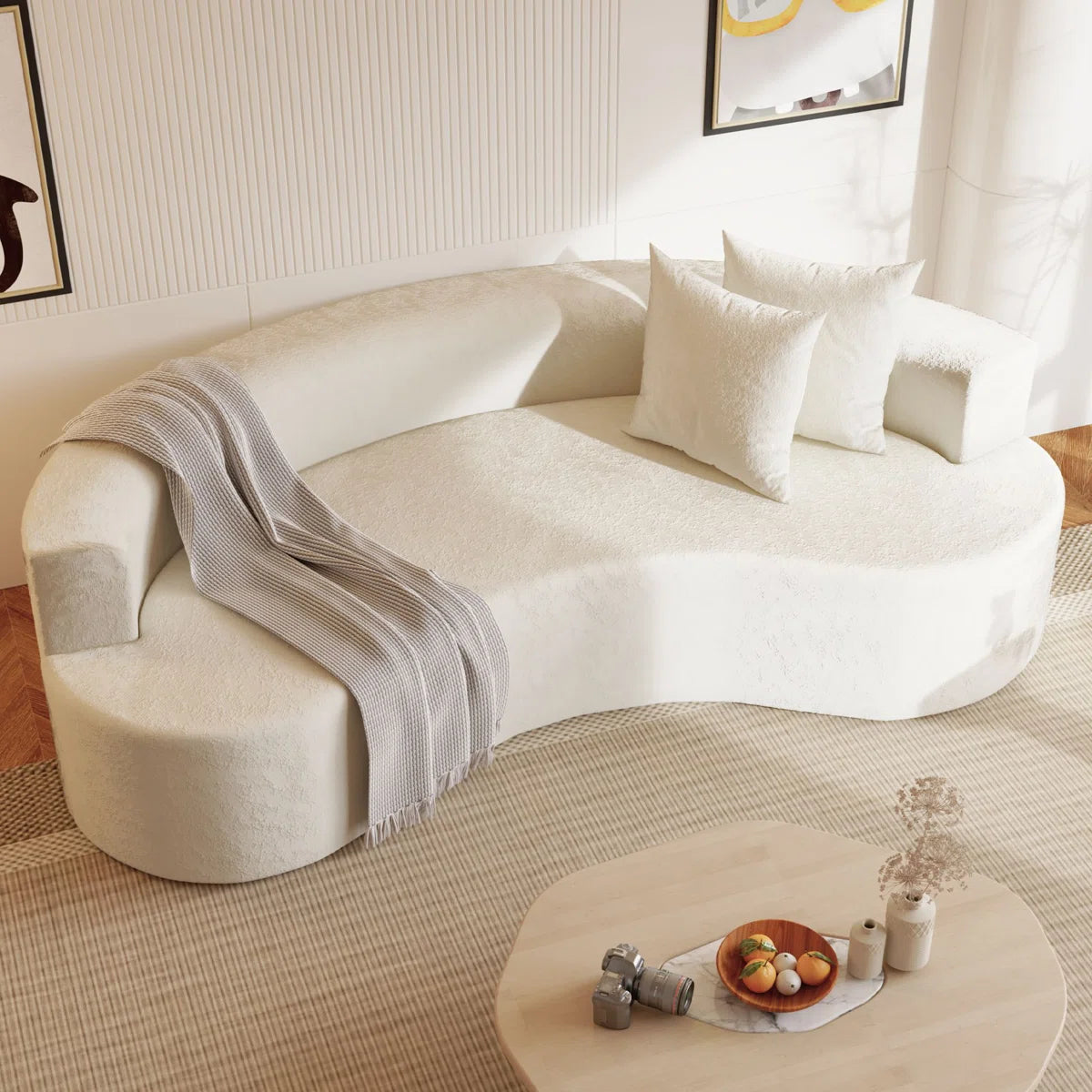 80" Modern Upholstered Sofa with Two Pillows Included