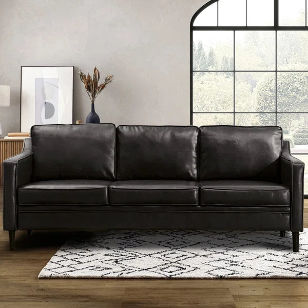 80" Vegan Faux Leather Upholstered Square Arm Sofa