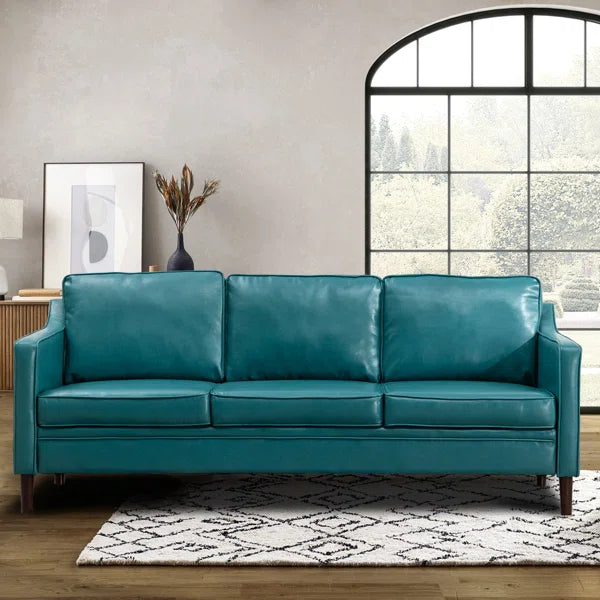 80" Vegan Faux Leather Upholstered Square Arm Sofa