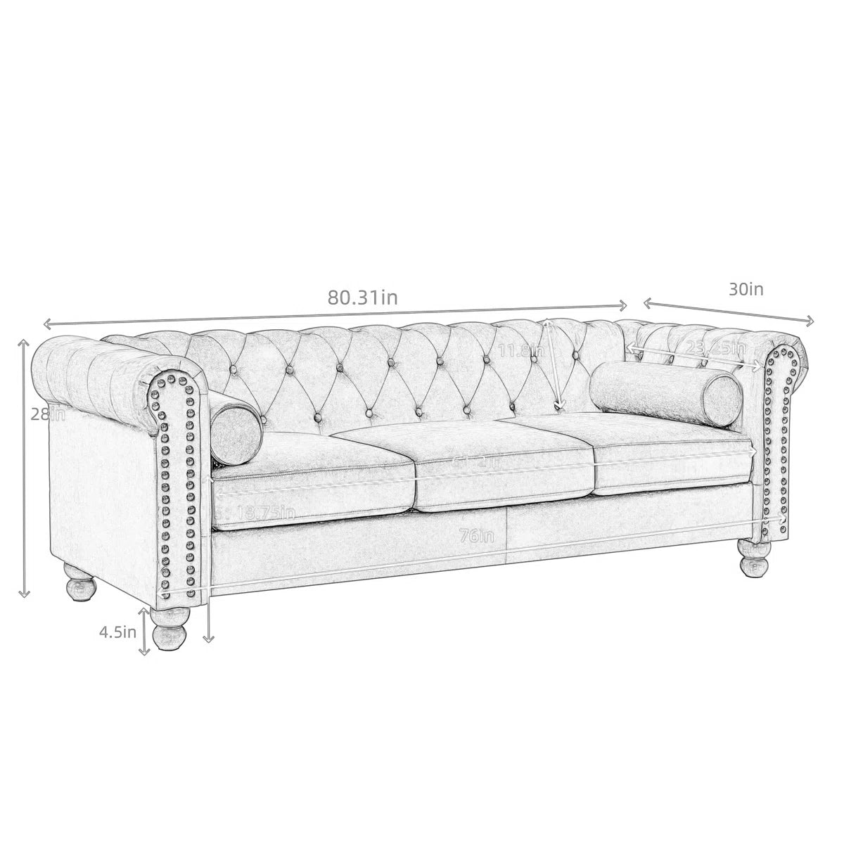 80'' Velvet Sofa
