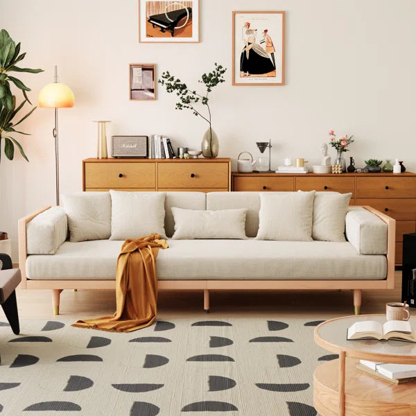 82.68'' Square Arm Compression Foam Cotton Linen Fabric Sofa,with MDF Frame