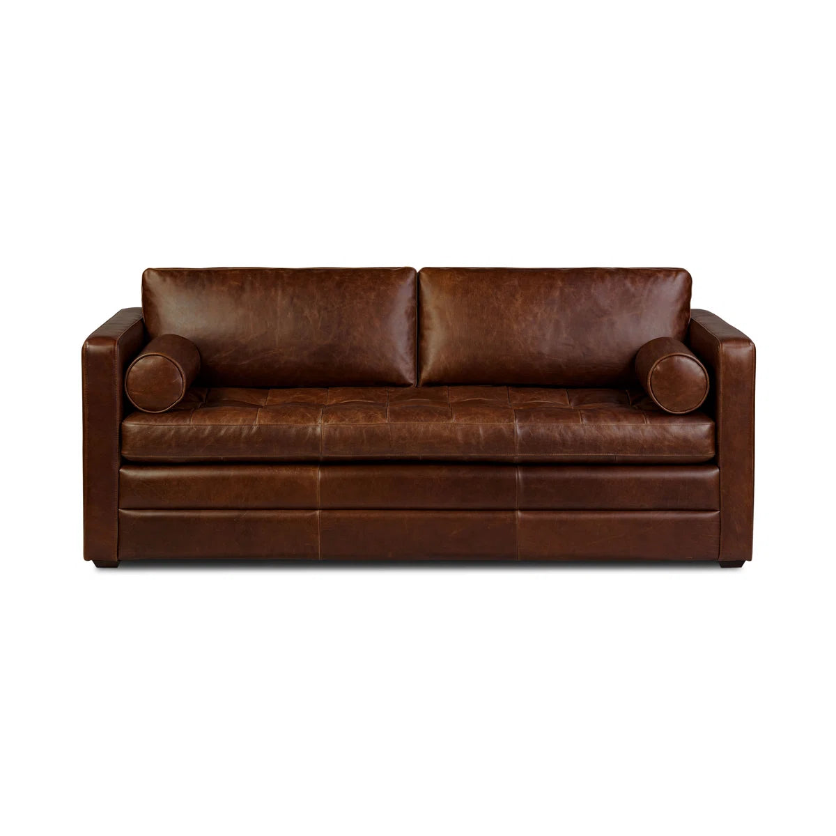 82'' Full-Grain Genuine Italian Leather Sleeper Sofa