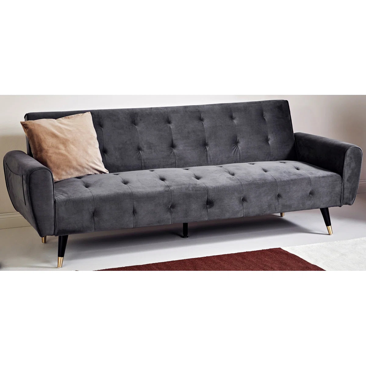 83.86" Velvet Square Arm Sleeper Sofa