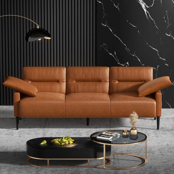 83'' Faux Leather Upholstered Square Arm Sofa