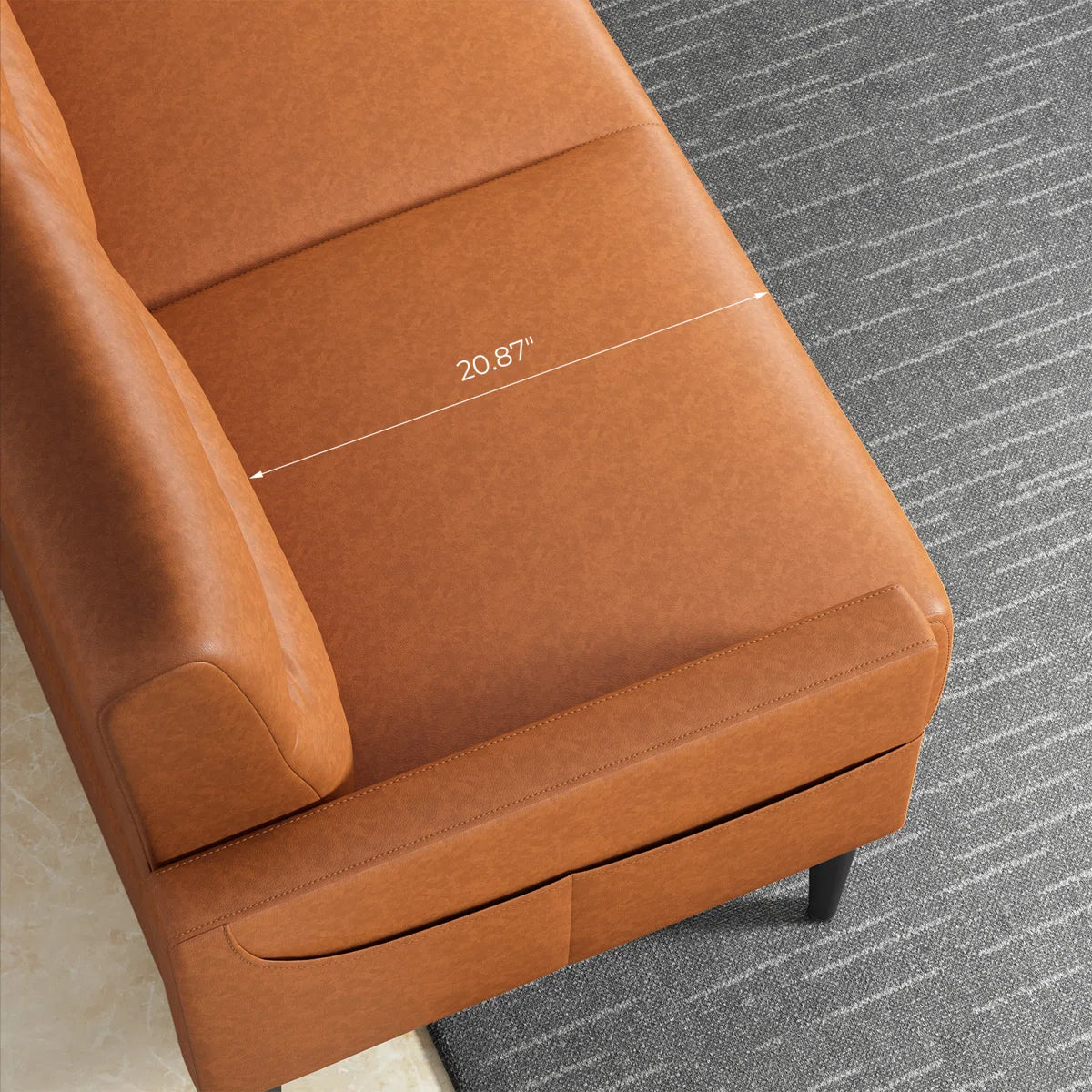 83'' Faux Leather Upholstered Square Arm Sofa
