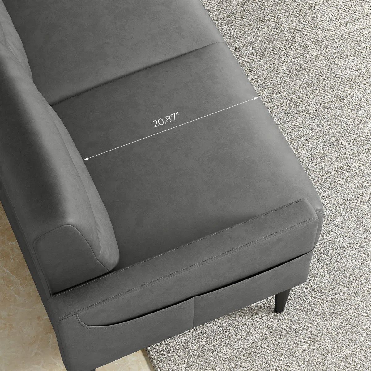 83'' Faux Leatherette Upholstered Square Arm Sofa