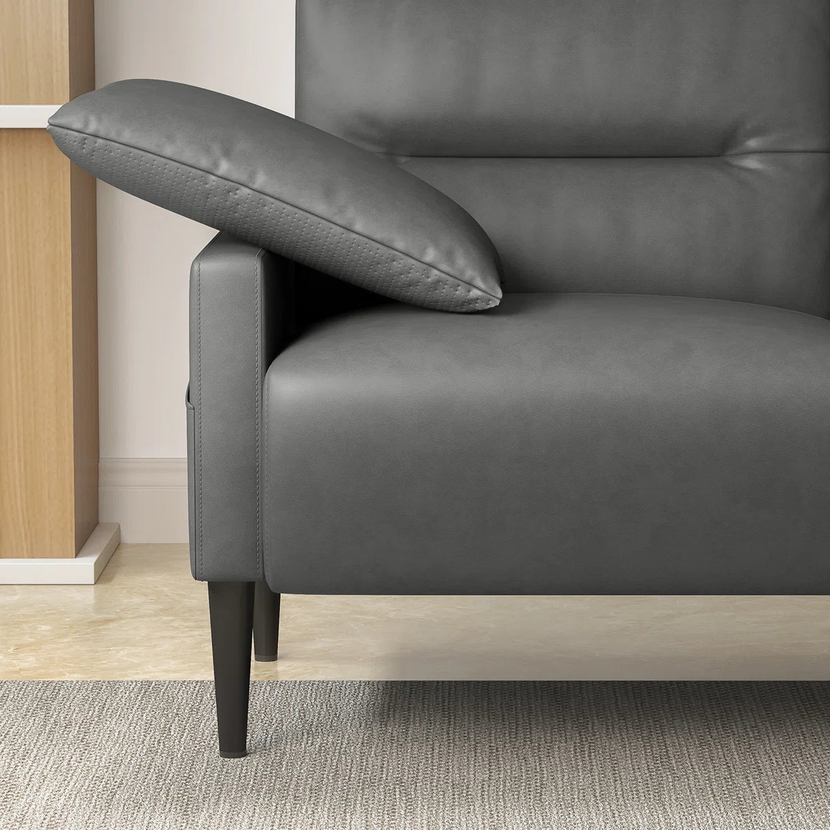 83'' Faux Leatherette Upholstered Square Arm Sofa