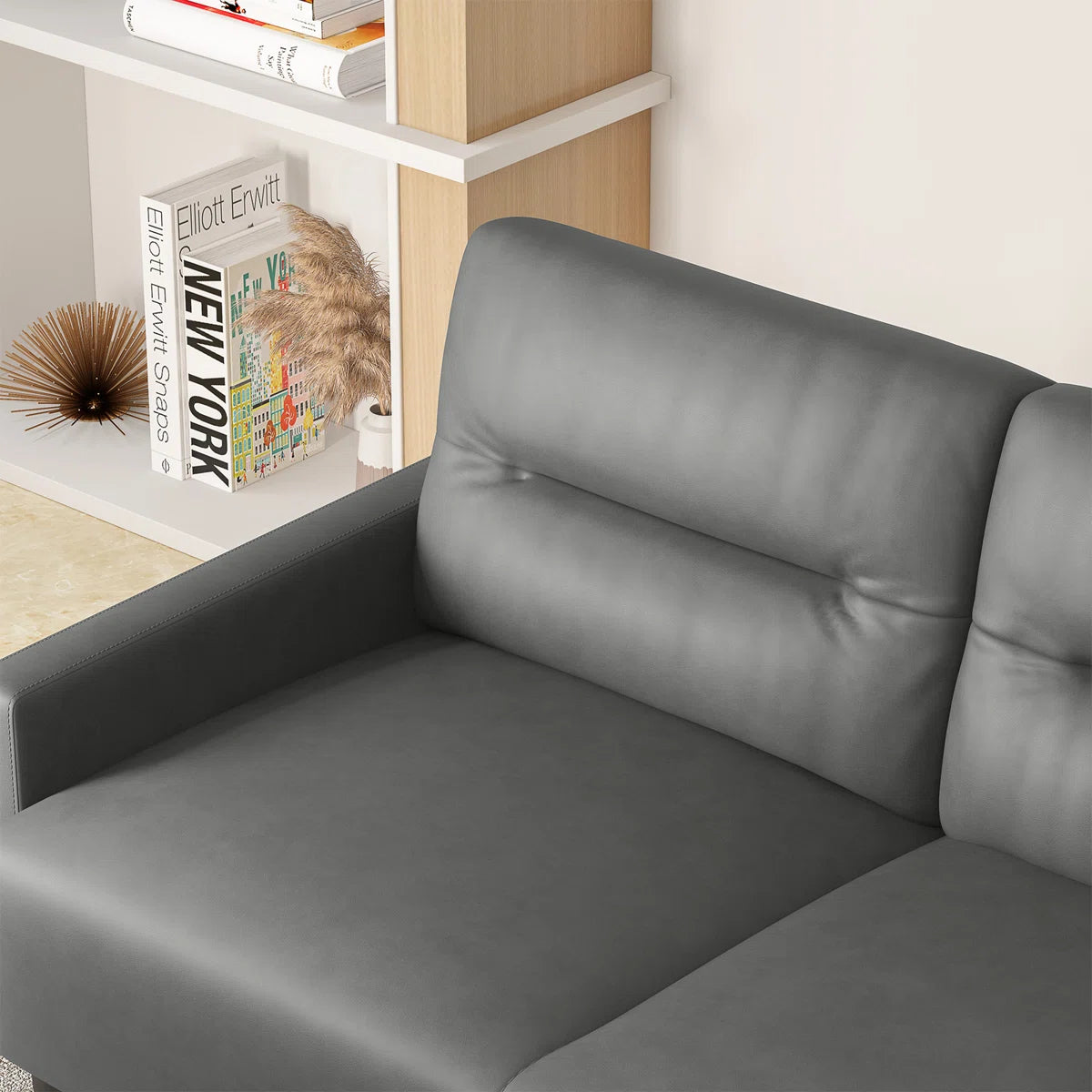 83'' Faux Leatherette Upholstered Square Arm Sofa