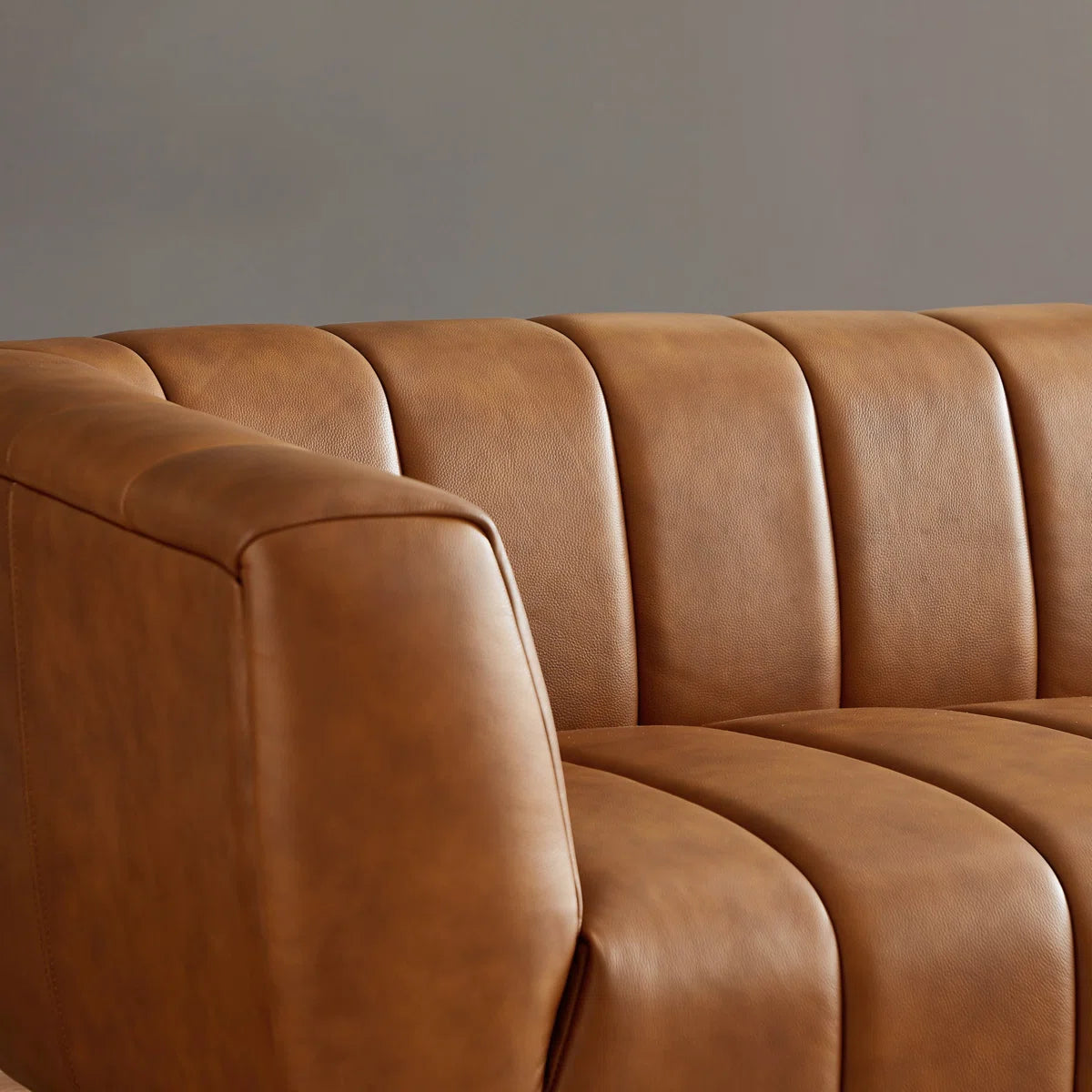 85.5'' Modern Living Room Full Grain Leather Sofa Couch