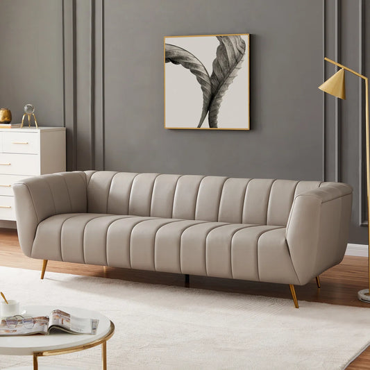 85.5'' Modern Living Room Full Grain Leather Sofa Couch