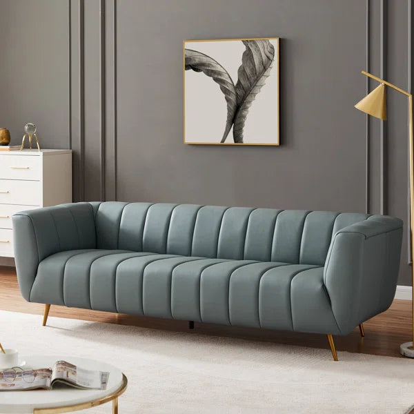 85.5'' Modern Living Room Full Grain Leather Sofa Couch