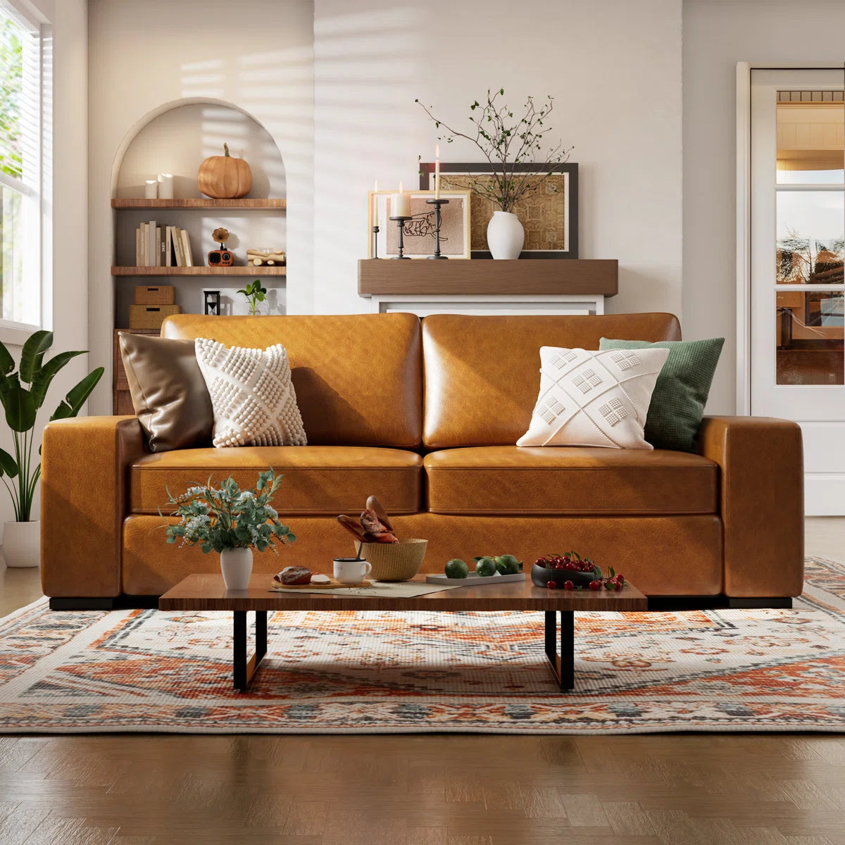 85'' Faux Leather Sofa