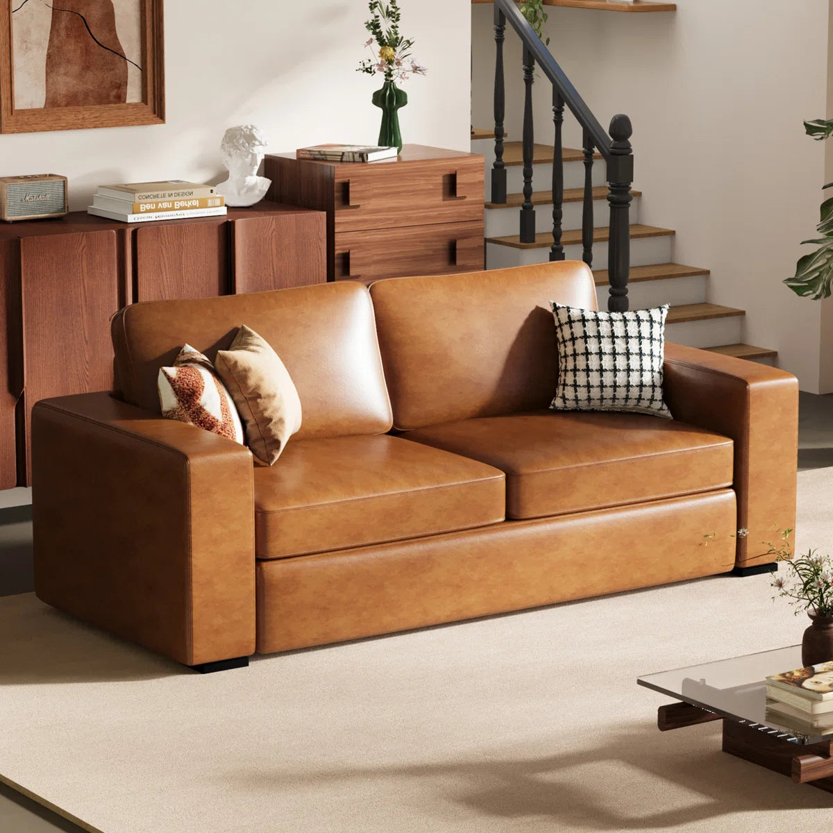 85'' Faux Leather Sofa