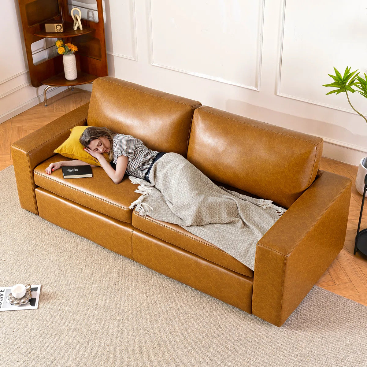 85'' Faux Leather Sofa