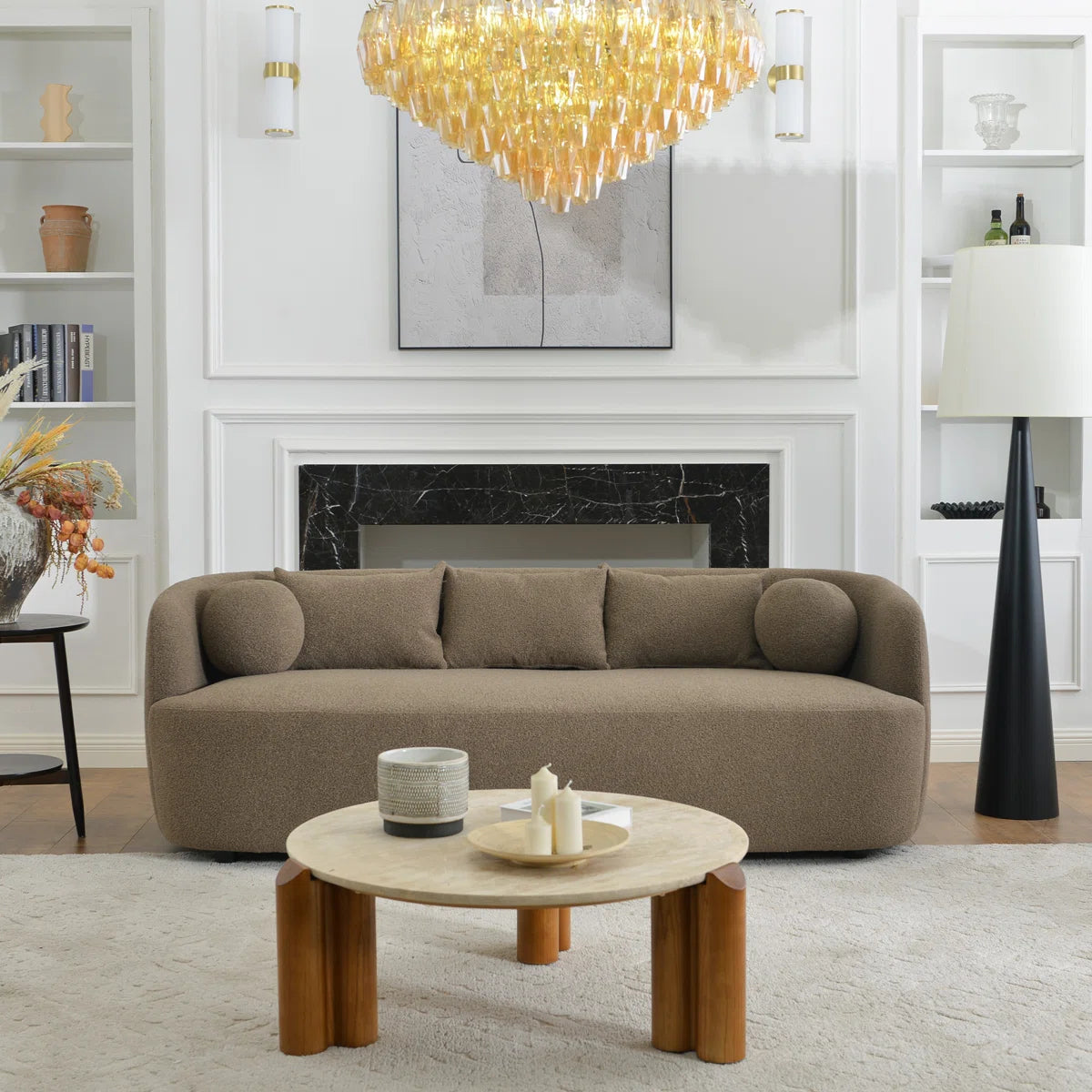 85" Wide Modern Boucle Upholstered 3 Seat Sofa