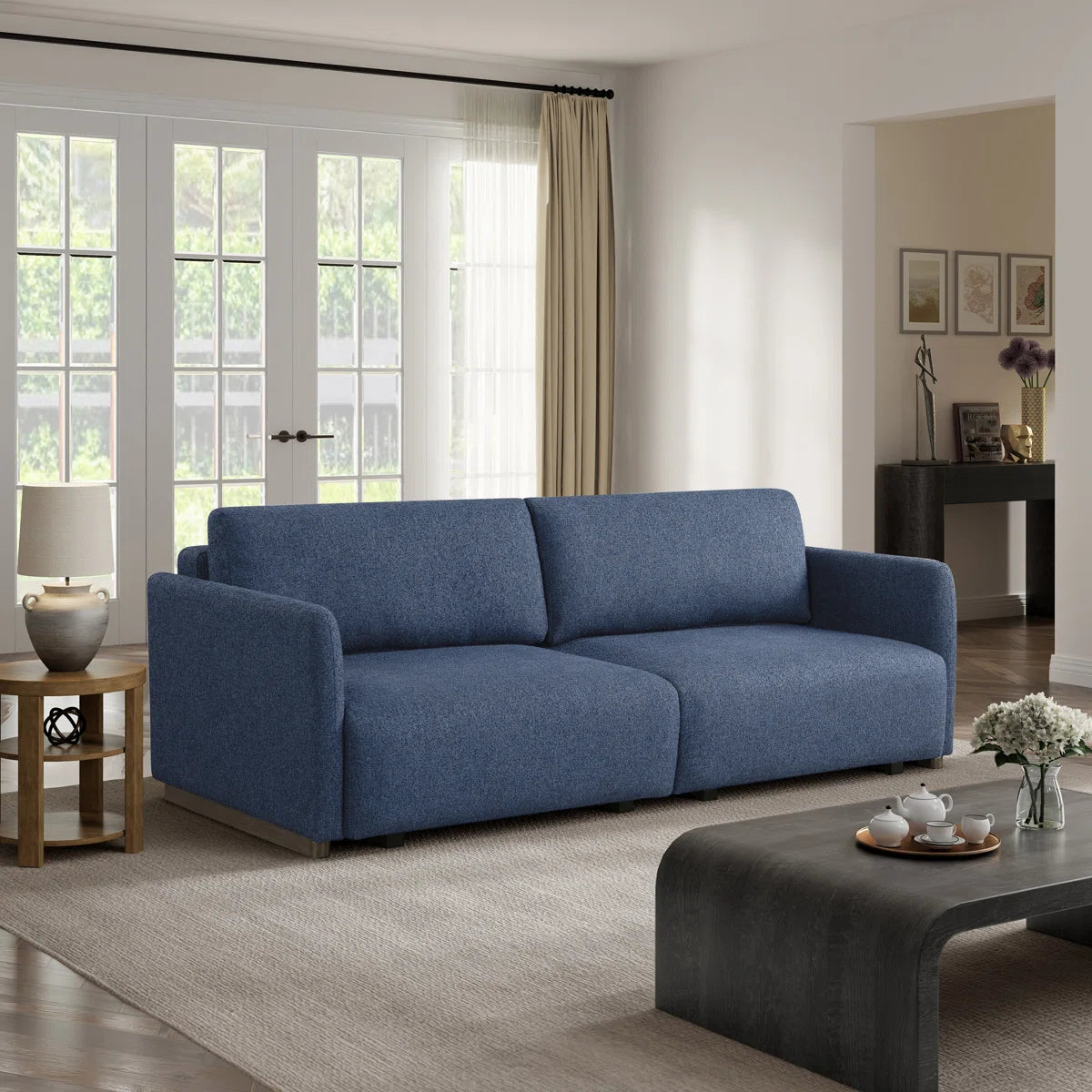 86" Upholstered Queen Size Convertible Sleeper Sofa