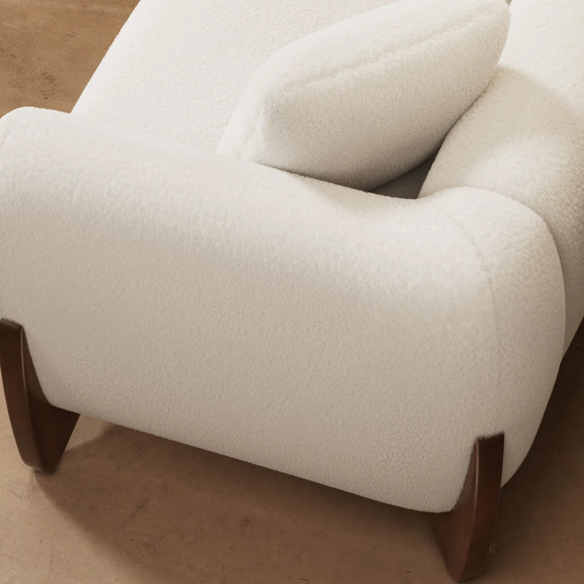 87" Upholstered Boucle Sofa with Wood Wedge Legs