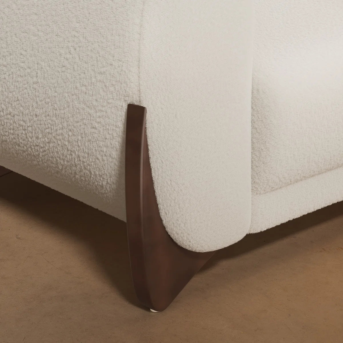 87" Upholstered Boucle Sofa with Wood Wedge Legs