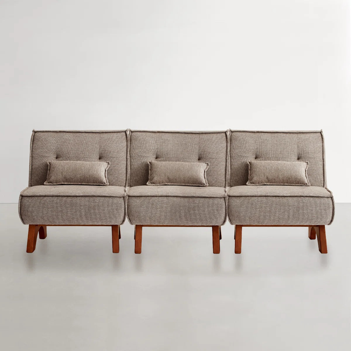 90''W 3-Piece Upholstered Modular Sofa With Solid Wood Base and Pillows