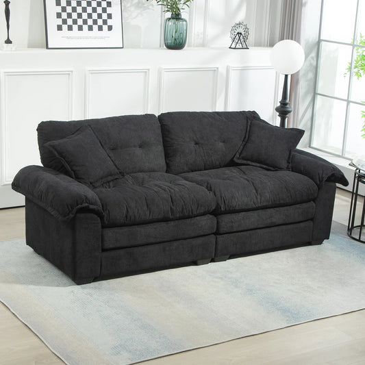 84" Chenille Upholstered Pillow-Top Arm Loveseat Sofa with Memory Foam Cushions and Pocketed Coil Springs