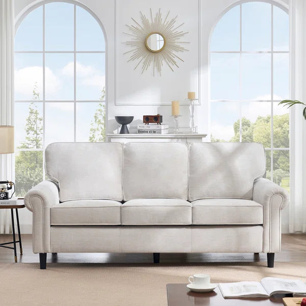 Chenille Modern Sofa Rolled Arms Upholstered Couch
