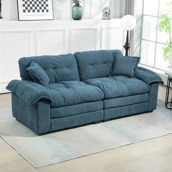 84" Chenille Upholstered Pillow-Top Arm Loveseat Sofa with Memory Foam Cushions and Pocketed Coil Springs