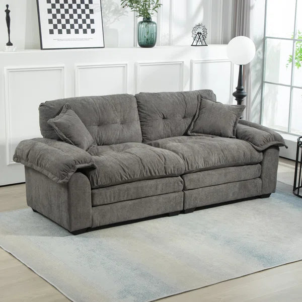 84" Chenille Upholstered Pillow-Top Arm Loveseat Sofa with Memory Foam Cushions and Pocketed Coil Springs