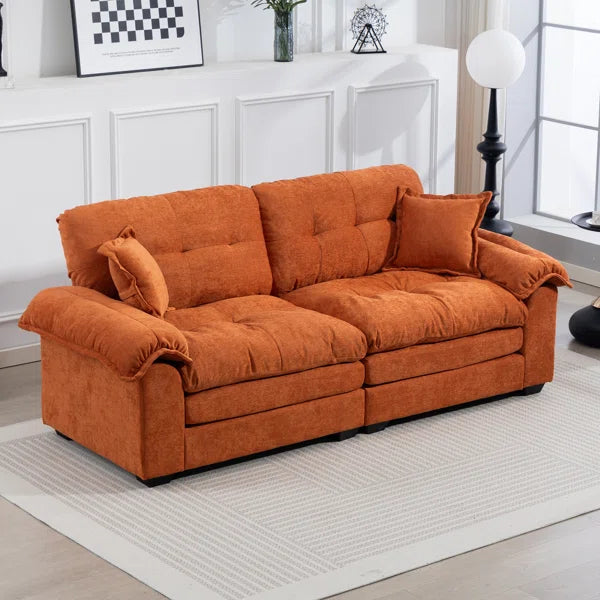 84" Chenille Upholstered Pillow-Top Arm Loveseat Sofa with Memory Foam Cushions and Pocketed Coil Springs