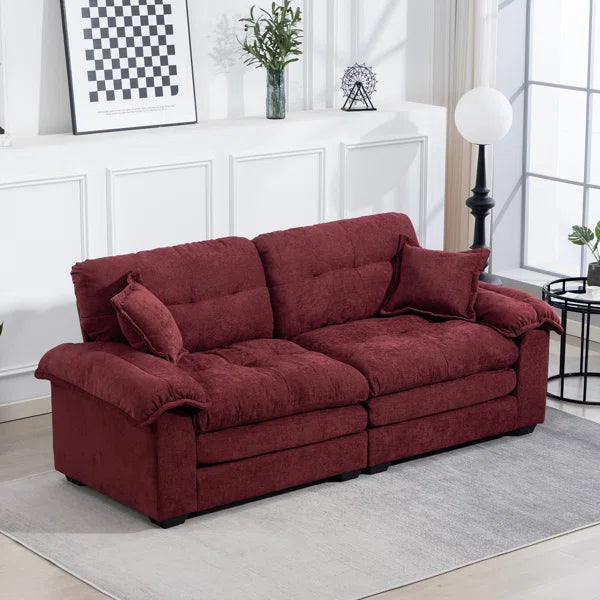 84" Chenille Upholstered Pillow-Top Arm Loveseat Sofa with Memory Foam Cushions and Pocketed Coil Springs