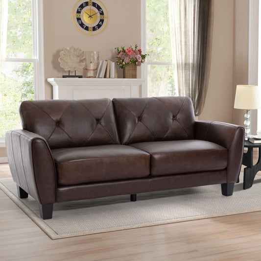 Classic Luxury Upholstered Top Leatherette Sofa