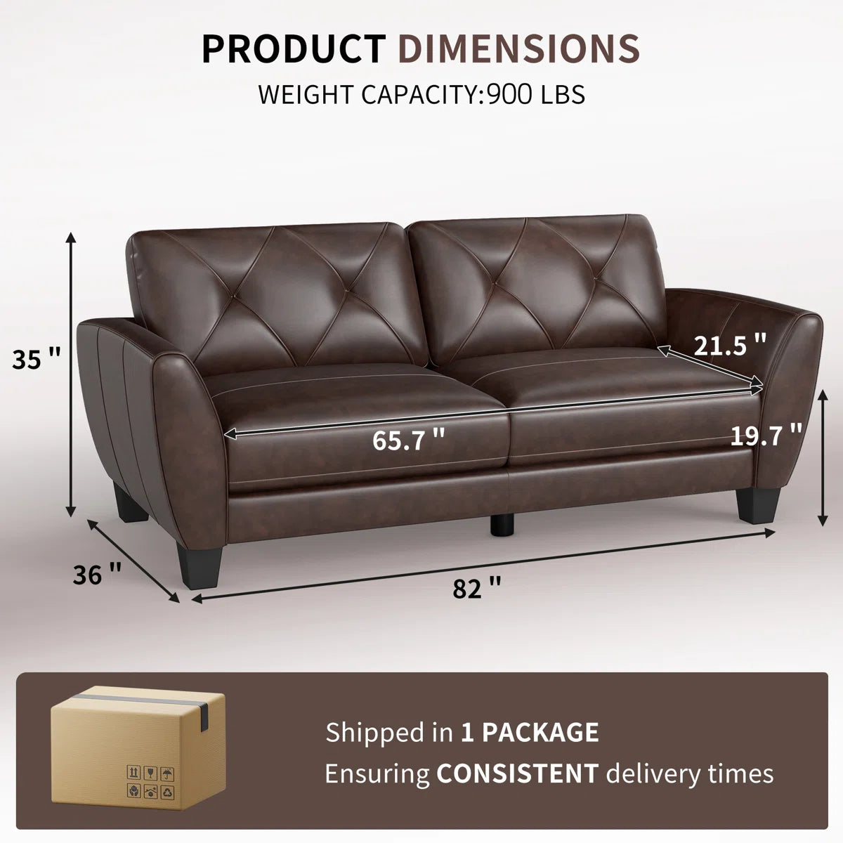 Classic Luxury Upholstered Top Leatherette Sofa