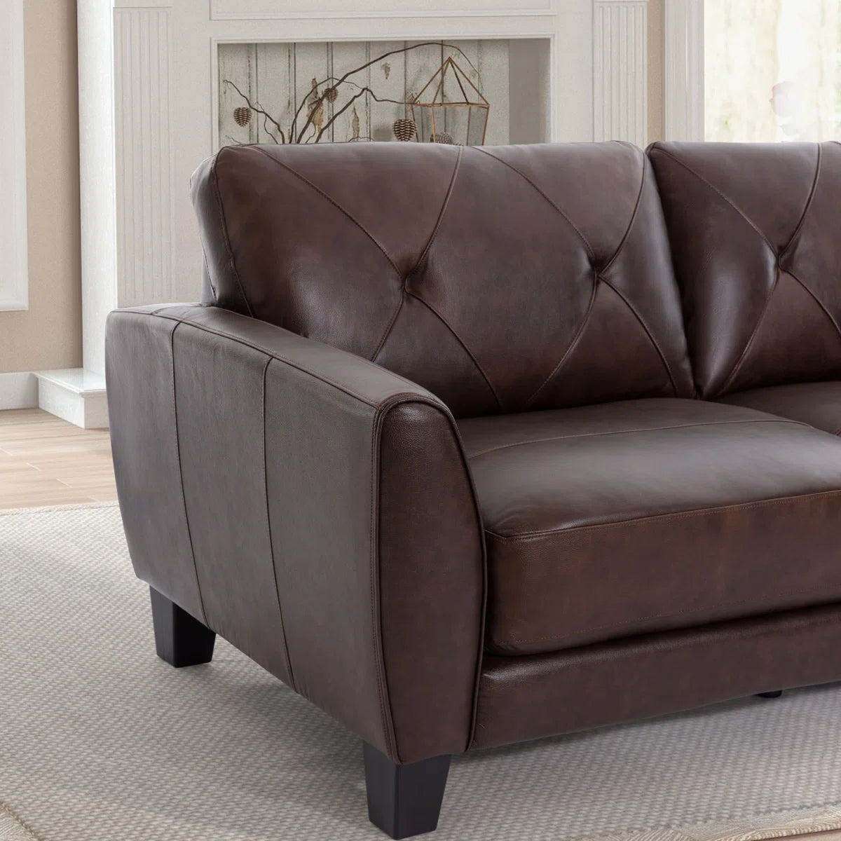 Classic Luxury Upholstered Top Leatherette Sofa