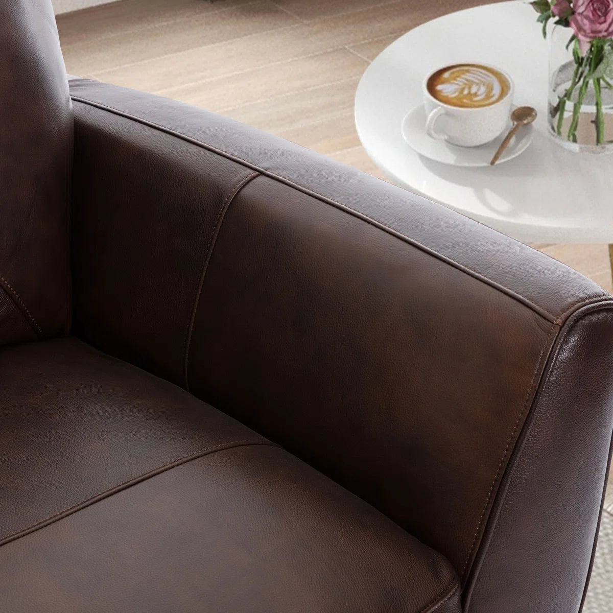 Classic Luxury Upholstered Top Leatherette Sofa