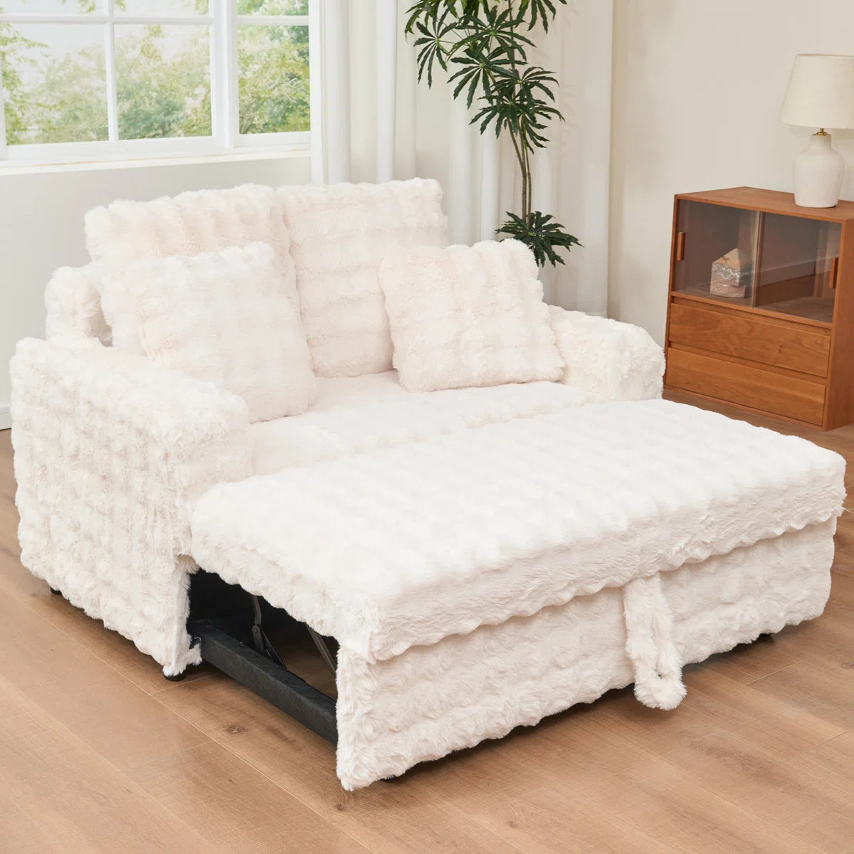 Double Seat Sofa Bed with Removable Cushion
