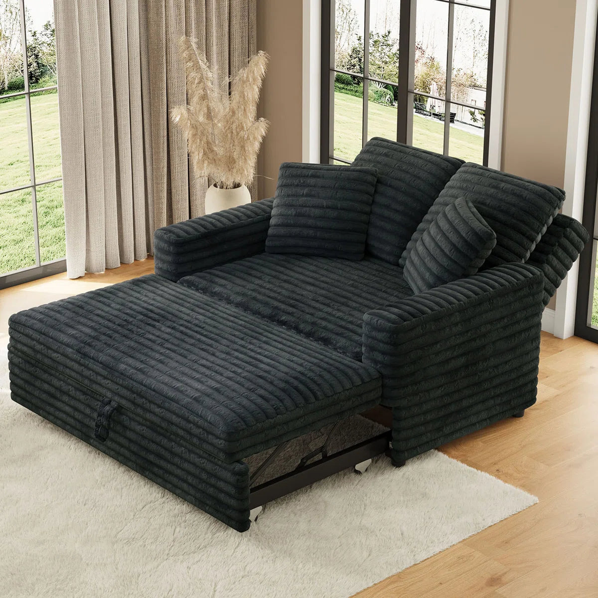 Double Seat Sofa Bed with Removable Cushion