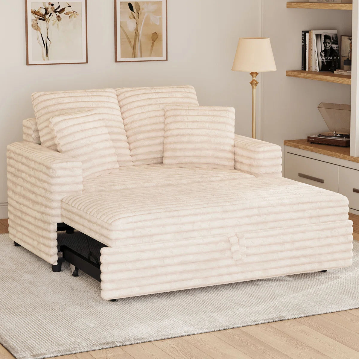 Double Seat Sofa Bed with Removable Cushion