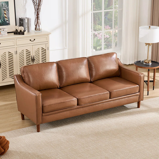 Faux Leather Square Arm Sofa