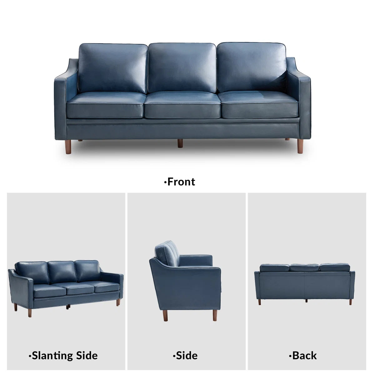 Faux Leather Square Arm Sofa