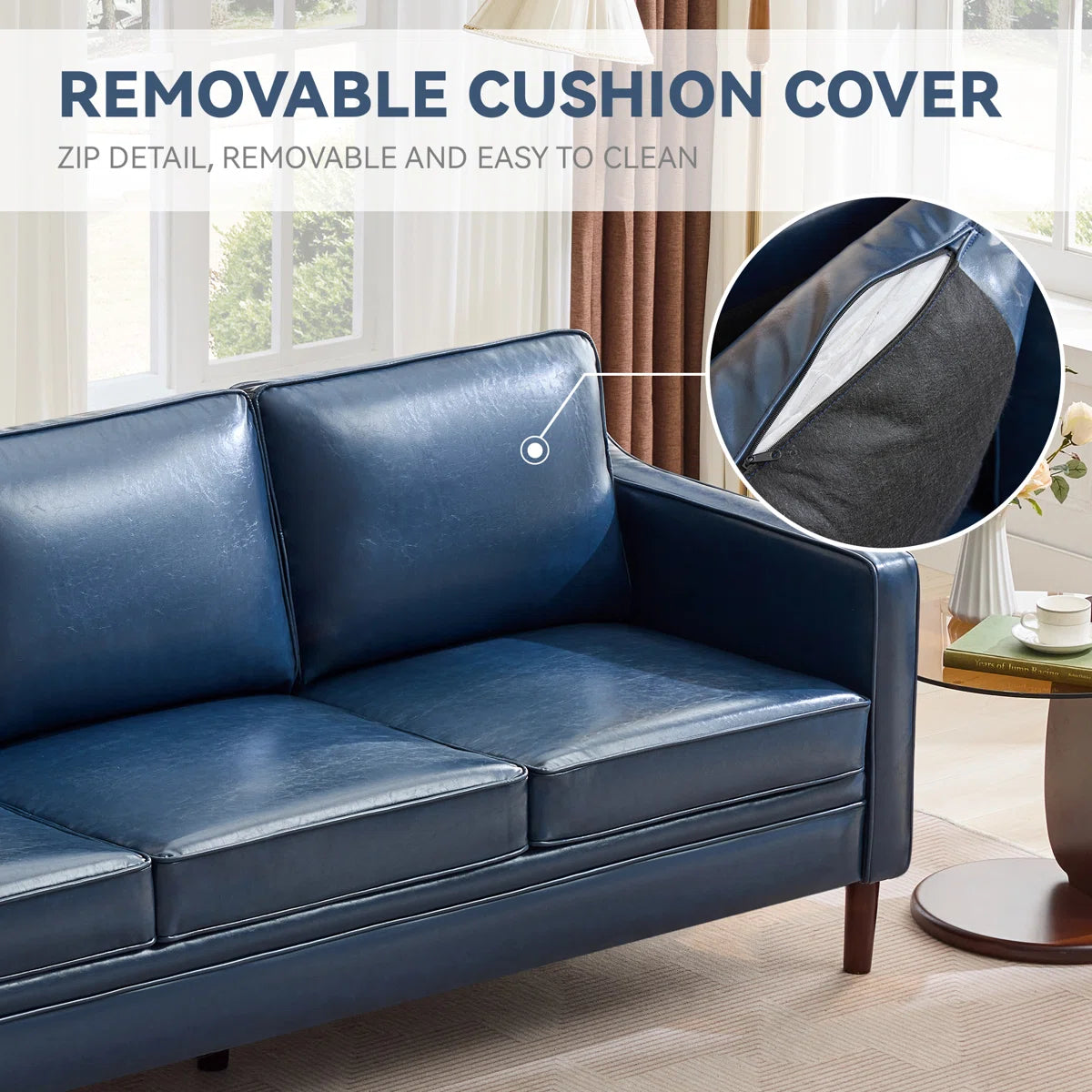 Faux Leather Square Arm Sofa
