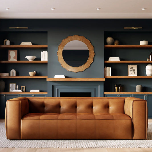 Full-Grain Genuine Italian Leather Square Arm Sofa