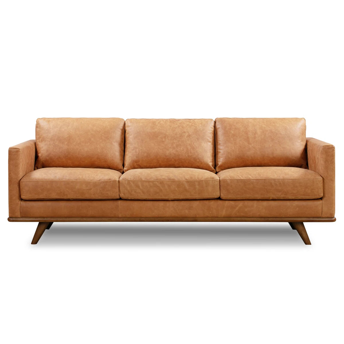 Full-Grain Genuine Italian Leather Square Arm Sofa