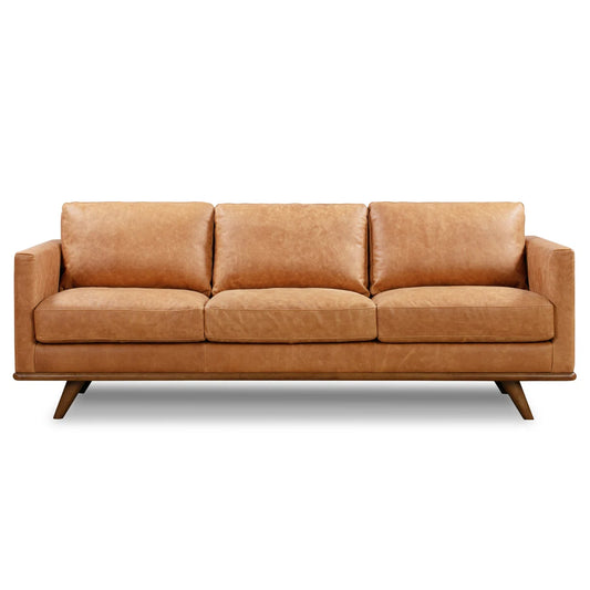 Full-Grain Genuine Italian Leather Square Arm Sofa