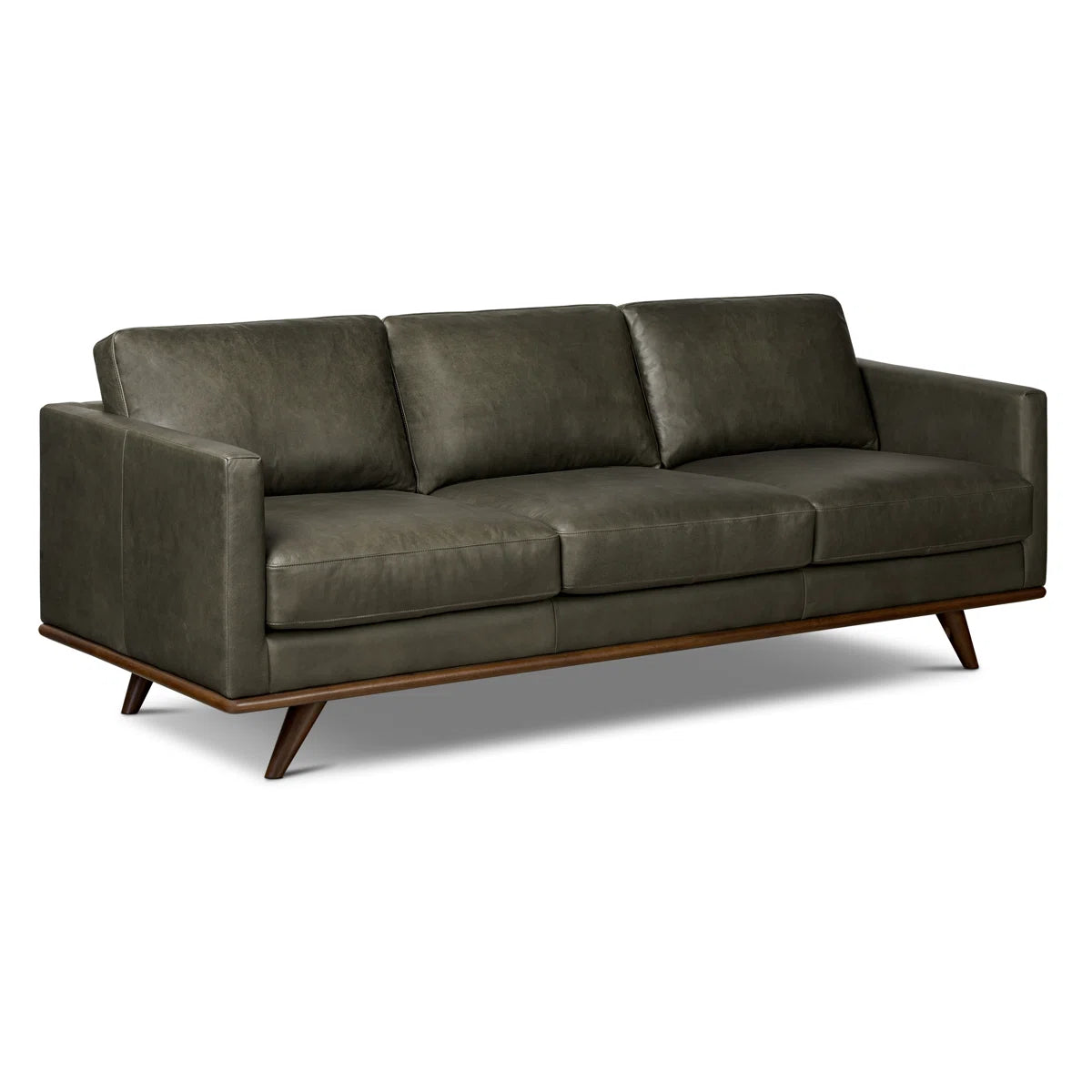 Full-Grain Genuine Italian Leather Square Arm Sofa