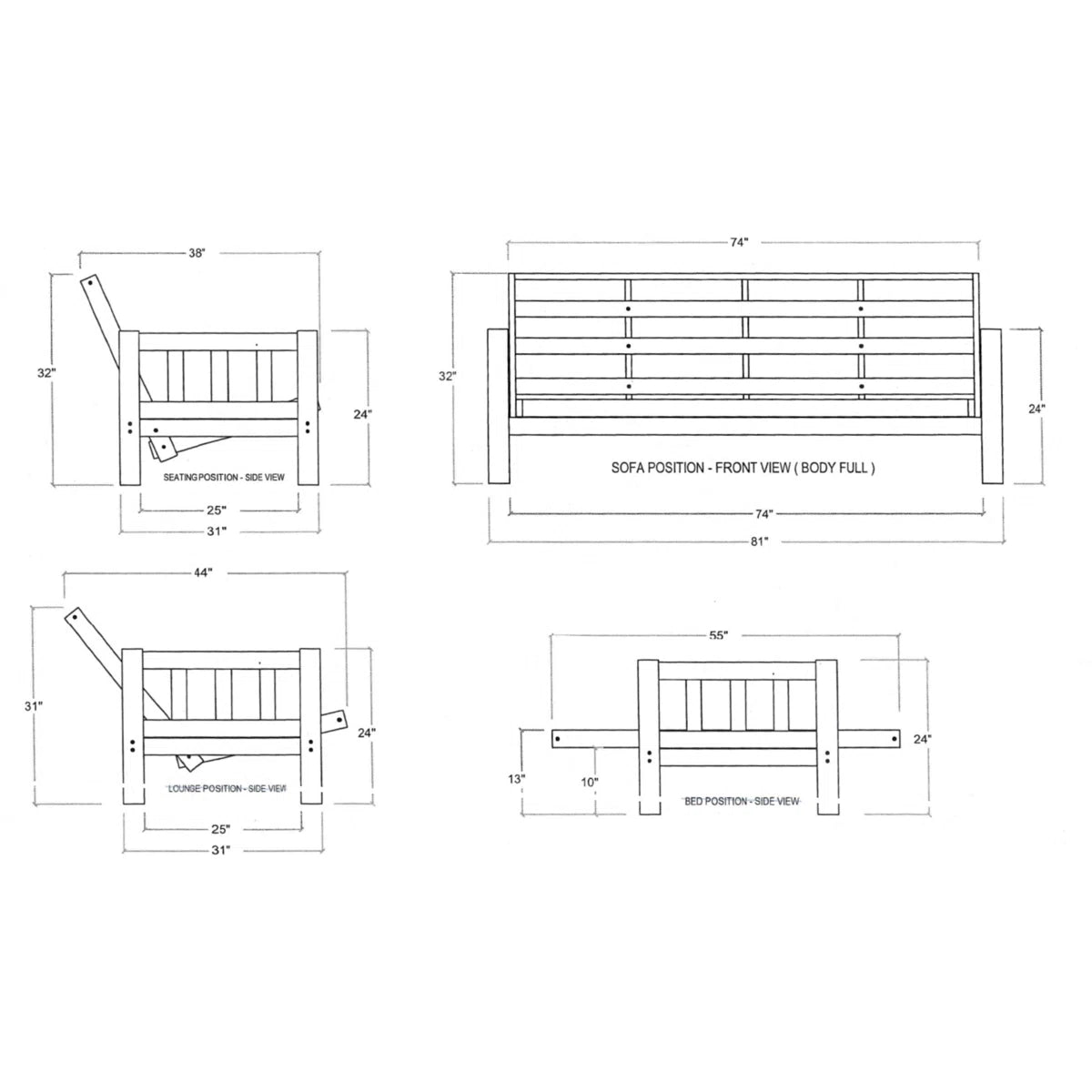 Full / Double 81'' Upholstered Futon And Mattress