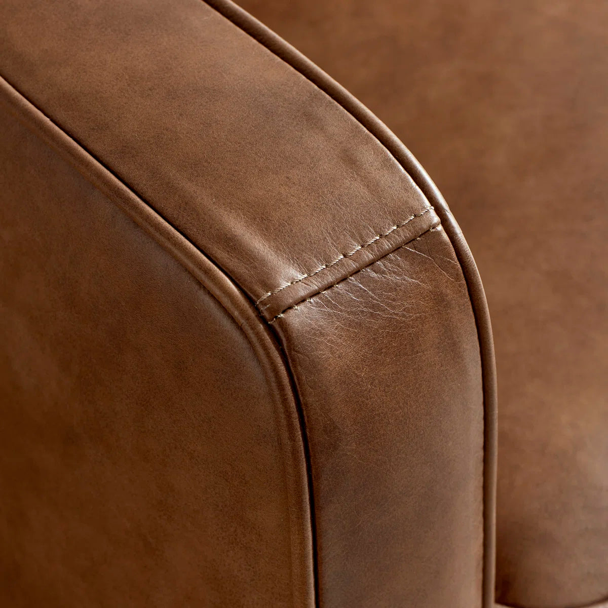 Genuine Leather Square Arm Sofa