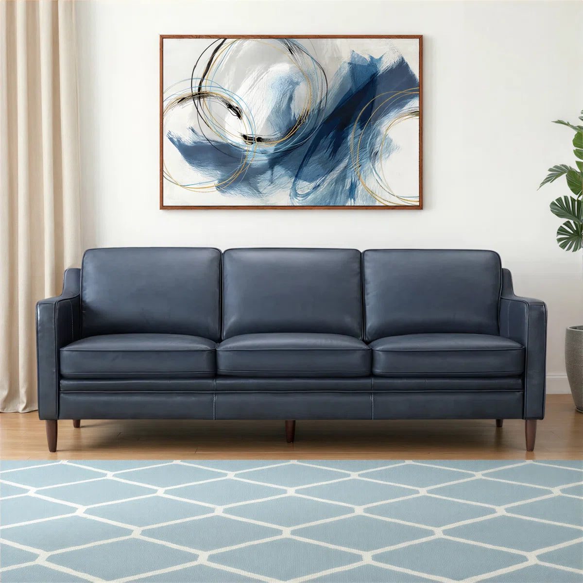 Genuine Leather Square Arm Sofa