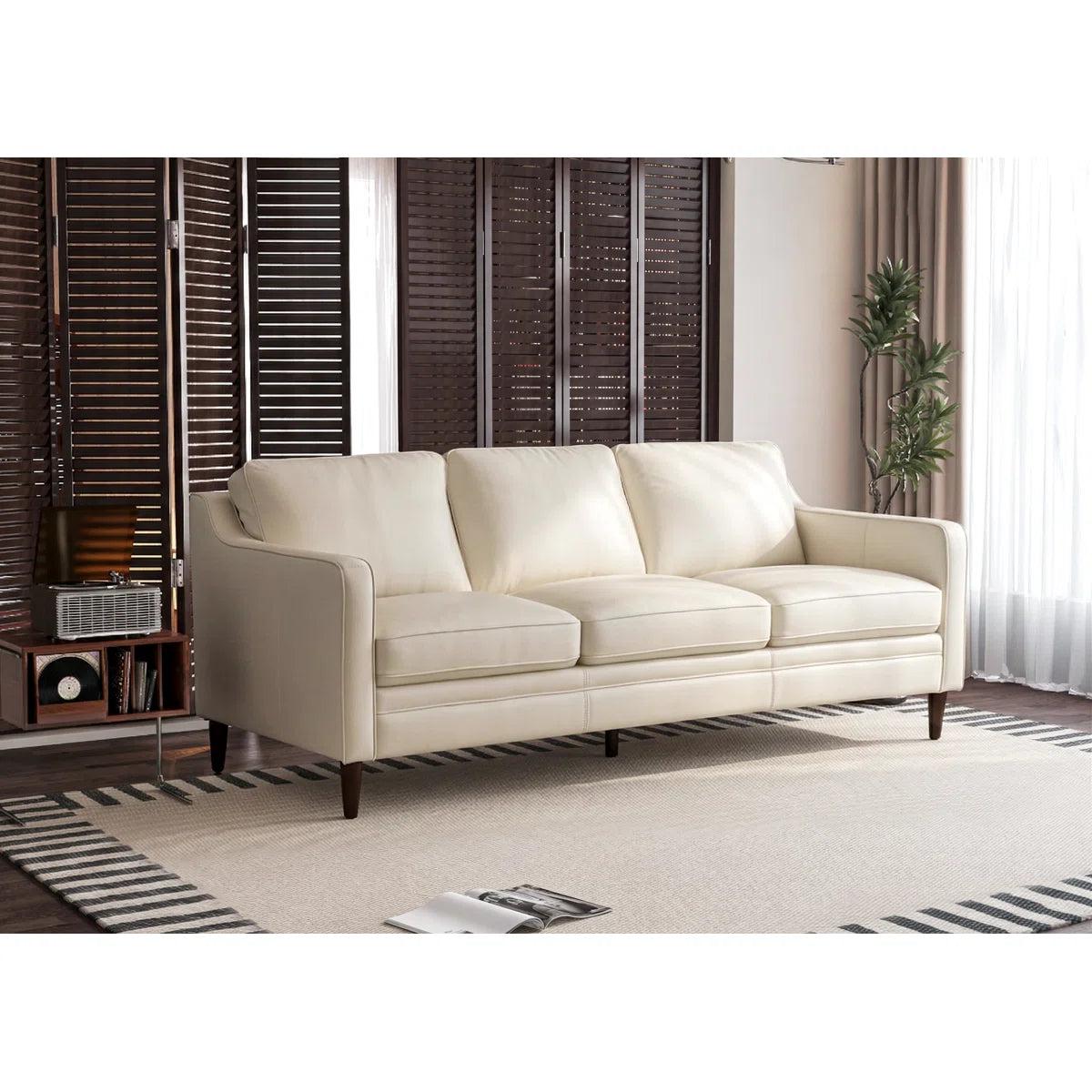 Genuine Leather Square Arm Sofa