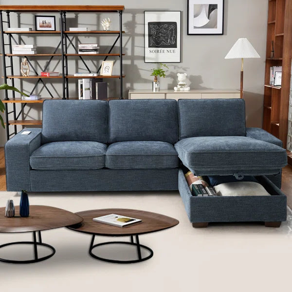 L-Shape Convertible Sectional Couches Sofas with Storage Chaise