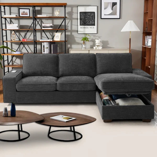 L-Shape Convertible Sectional Couches Sofas with Storage Chaise